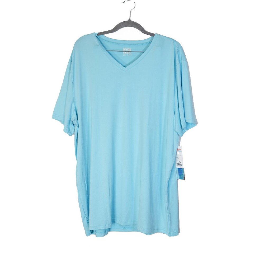 32 Degrees Cool Mens T-Shirt V-neck Short Sleeve Light Blue XXL